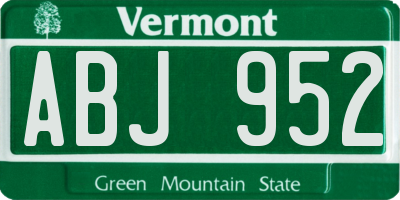 VT license plate ABJ952
