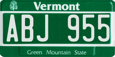VT license plate ABJ955