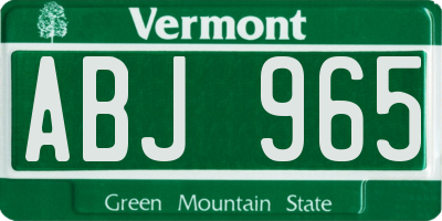 VT license plate ABJ965