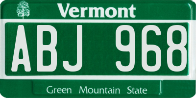 VT license plate ABJ968