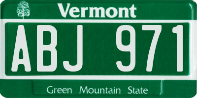 VT license plate ABJ971