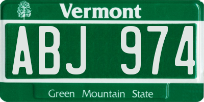 VT license plate ABJ974