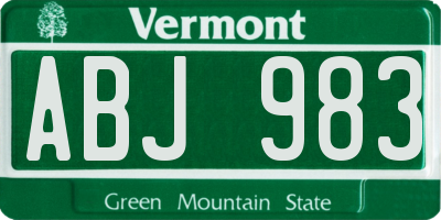 VT license plate ABJ983
