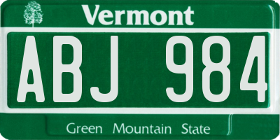 VT license plate ABJ984