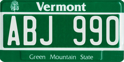 VT license plate ABJ990