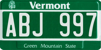 VT license plate ABJ997