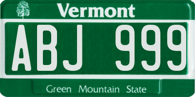 VT license plate ABJ999