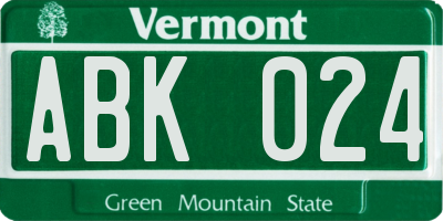 VT license plate ABK024