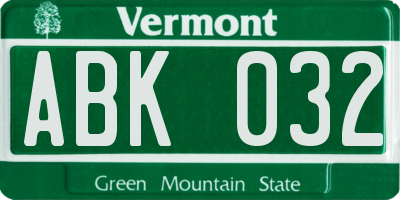 VT license plate ABK032