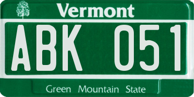VT license plate ABK051