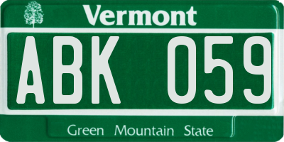 VT license plate ABK059
