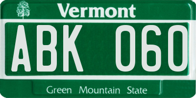 VT license plate ABK060