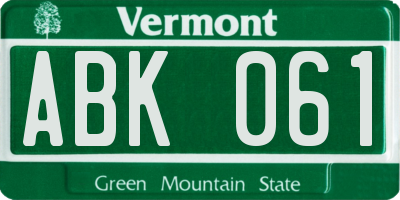 VT license plate ABK061