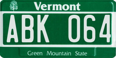VT license plate ABK064