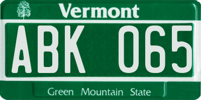 VT license plate ABK065