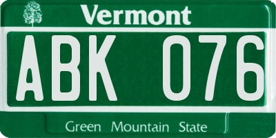 VT license plate ABK076