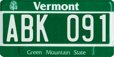VT license plate ABK091