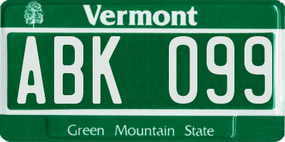 VT license plate ABK099