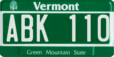 VT license plate ABK110