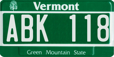 VT license plate ABK118
