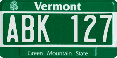 VT license plate ABK127