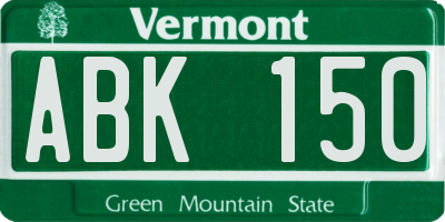 VT license plate ABK150