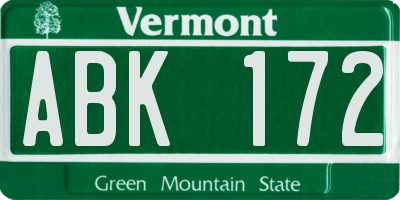 VT license plate ABK172