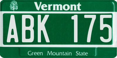 VT license plate ABK175