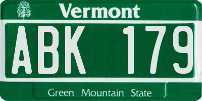 VT license plate ABK179
