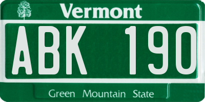 VT license plate ABK190