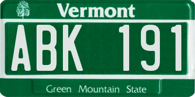 VT license plate ABK191