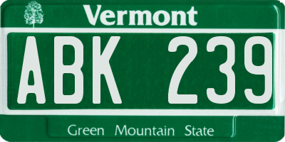 VT license plate ABK239