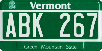 VT license plate ABK267