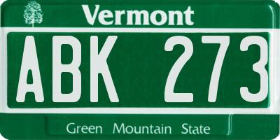 VT license plate ABK273