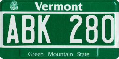 VT license plate ABK280