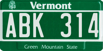 VT license plate ABK314