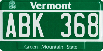 VT license plate ABK368