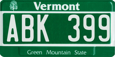 VT license plate ABK399