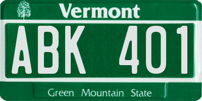 VT license plate ABK401