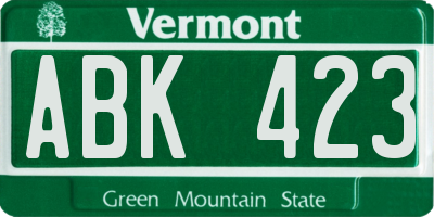 VT license plate ABK423