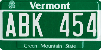 VT license plate ABK454