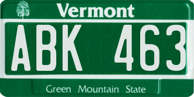 VT license plate ABK463