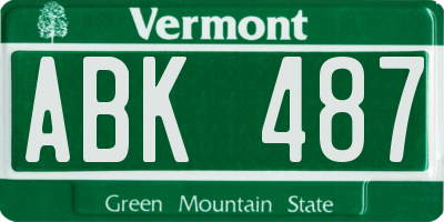 VT license plate ABK487