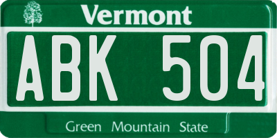 VT license plate ABK504