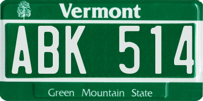 VT license plate ABK514