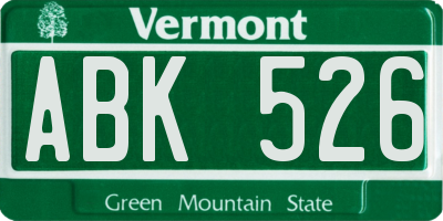 VT license plate ABK526