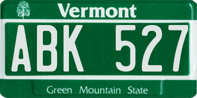 VT license plate ABK527
