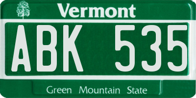 VT license plate ABK535