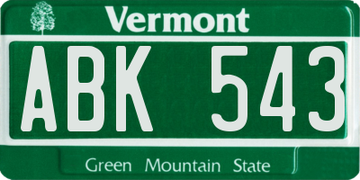 VT license plate ABK543