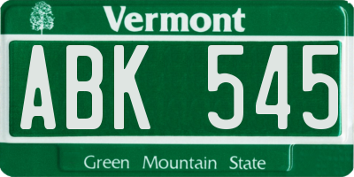 VT license plate ABK545